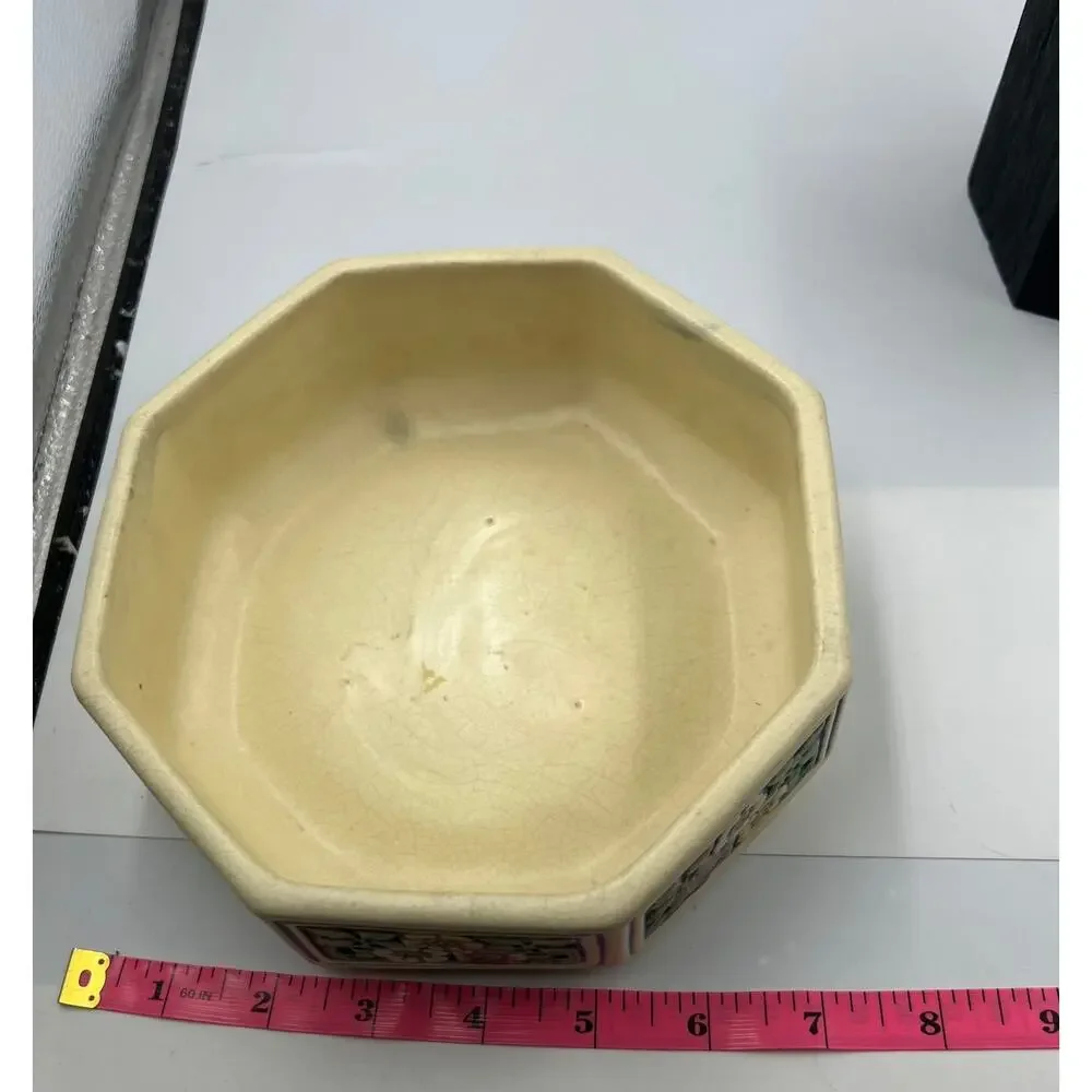 Vintage Weller Art Pottery Florala Shallow Bowl Planter Oval 1920's Cottage Core